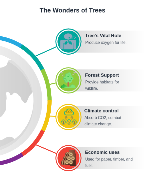 Infographic design about advantages of treees